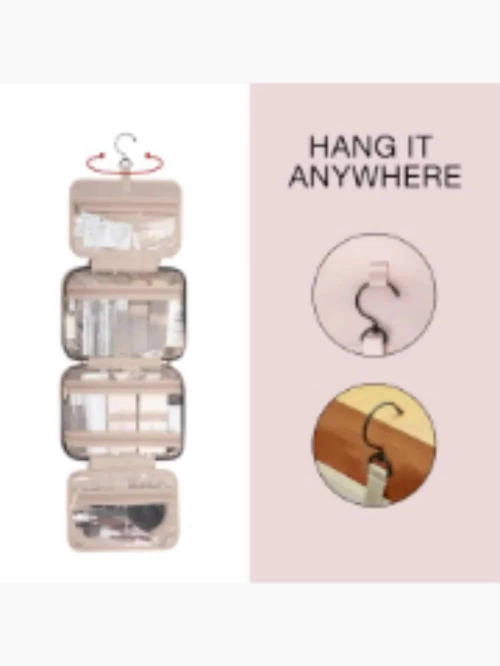 BAGSMART Hanging Toiletry Bag Travel Cosmetic Organizer with Hook